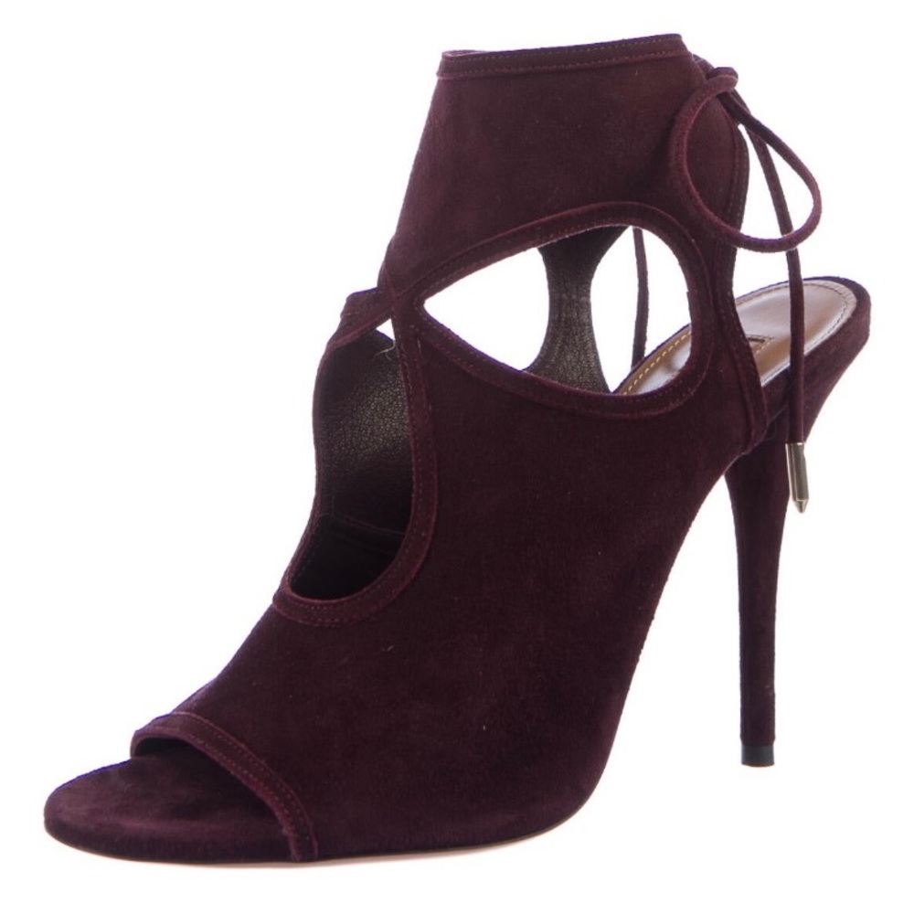 Aquazzura Suede T-Strap Heels